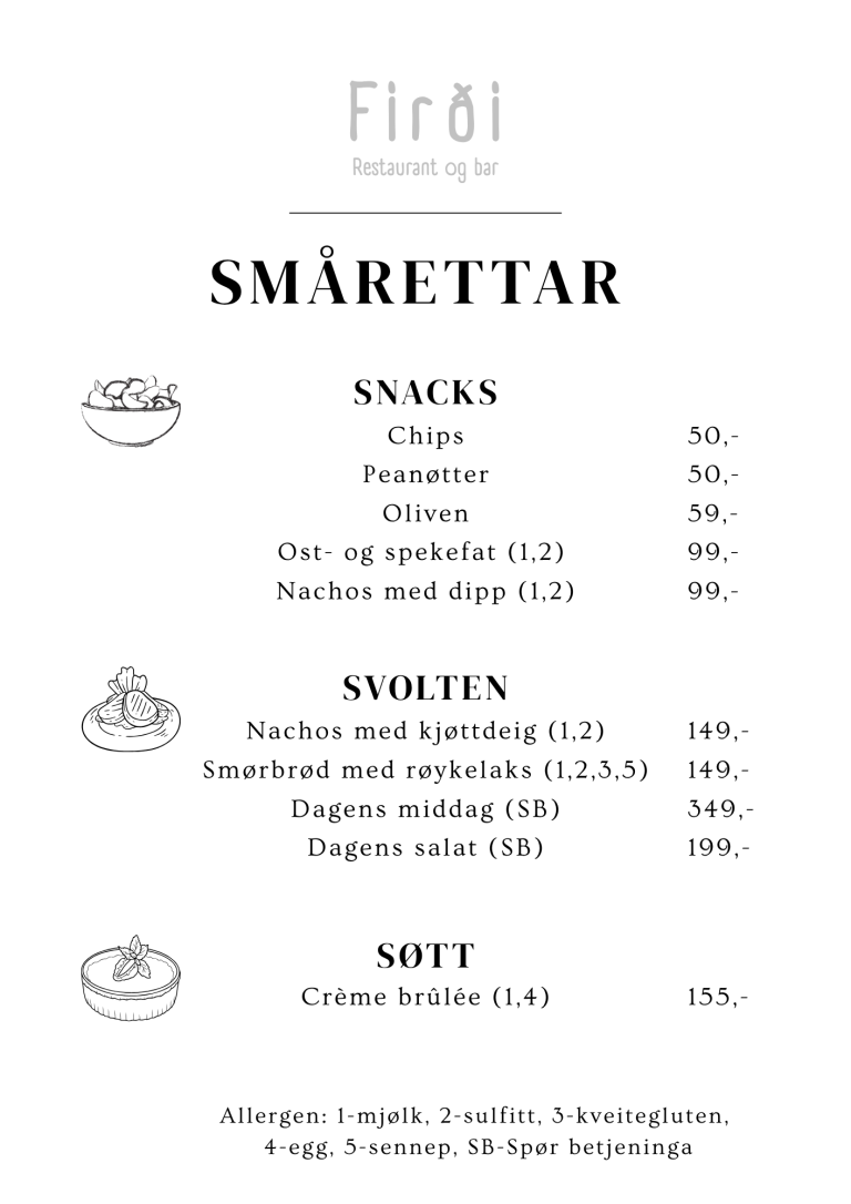 Firdi smårettar snacksmeny